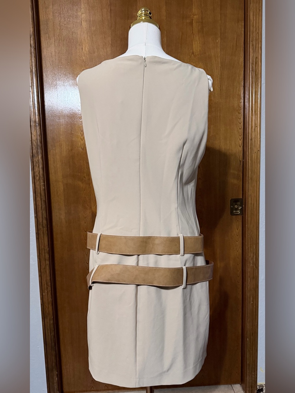 Zara NWT Beige Double Belted Dress XXL fits like M-L - Picture 4 of 6